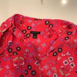 Ann Taylor Red and Pink Floral Blouse